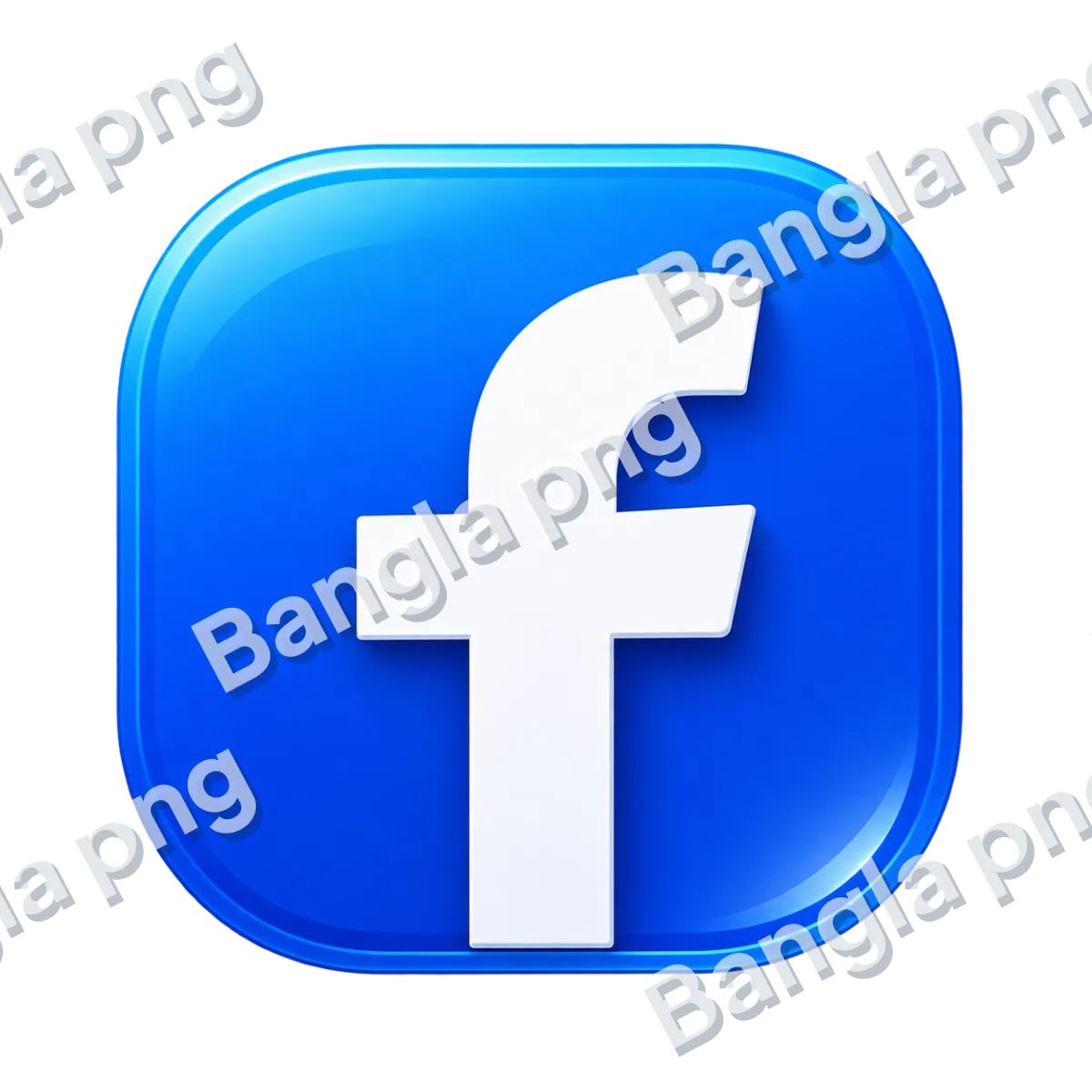 Facebook logo PNG featuring a white lowercase letter f on a glossy blue rounded-square background with transparent surroundings.